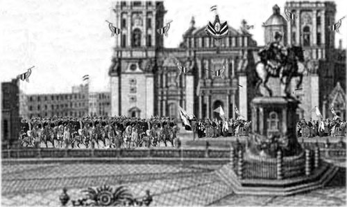 Recreaci�n de la entrada del Ej�rcito Trigarante al Z�calo de la Ciudad de M�xico, el 27 de septiembre de 1821